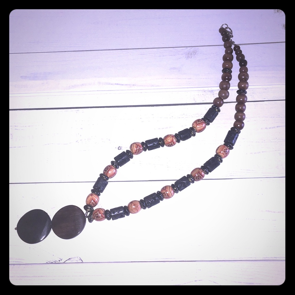 Custom Wood and Decorated Beads Necklace
